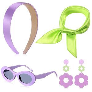 3656 4 Pcs 60s 70s Hippie Disco Costume Accessoriess Set